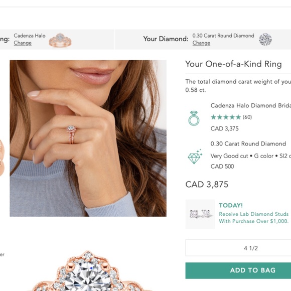 Brilliant Earth 14kt Rose Gold Engagement Ring and Wedding Band - never worn - Picture 9 of 9